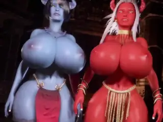 Two Hot Monster Chicks With Massive Boobs Bounce Into Each Other