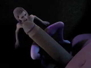 A blonde girl is trying her best to satisfy a Giant's Dick : 3D Porn