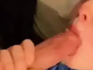 Blue Shirt Girl with Glasses Blowjob