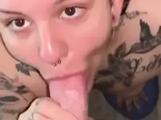 slutty neighbour gives sloppy blowjob