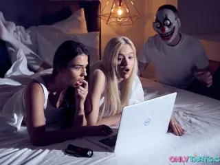 OH FUCK horror movie night leads to hot threesome sex