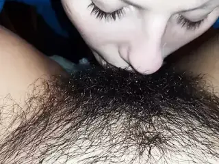 I tongue my girlfriend's hairy pussy to orgasm - Lesbian-illusion