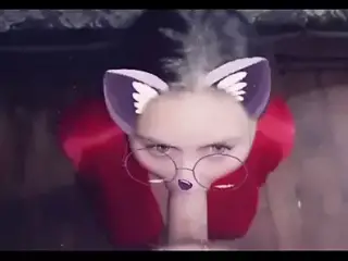 a cutie in a snap sucks her boyfriend's big penis