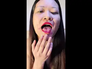 JOI sloppy asian tattoed spit and tongue fetish play