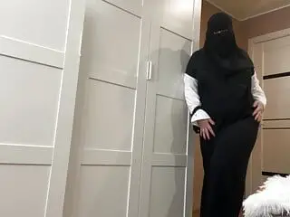Moroccan girl caresses herself in pantyhose