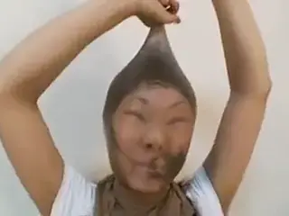 Japanese girls wearing nylon masks