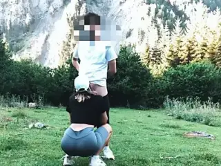 Big ass student fucked in the forest in standing doggystyle