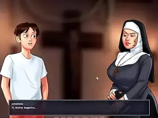 Summertime saga - Johannes played with Eve's pussy and she gave him a handjob