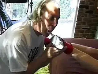 Hot German teen getting warm cum on her sexy feet from an old dude