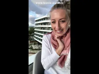 In Mallorca fingered to orgasm public on the hotel balcony