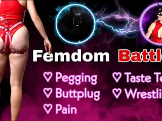 Femdom Battle Arena! Mixed Wrestling Pegging Taste Test BDSM Bondage FLR Real Homemade Milf Stepmom