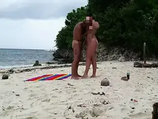 Amazing sex on a nude beach - Amateur Russian couple