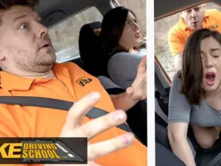 Fake Driving School big natural boobs bouncing as she fucks her driving examiner