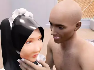 Cheating hijab maid fucked hard by lady boss