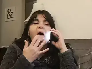 hot hungry mom talks to stepson on cell phone while he masturbates until he finishes