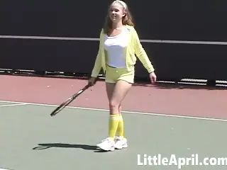 Sexy Teen Girl Little April Playing Tennis