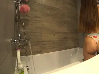 Cheating. Husband To Work And Wife Fucks In The Bathroom With A Friend. Anal Home