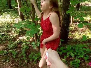 He controls my toy and orgasm till I cum several times in a park! I gave him risky blowjob as reward