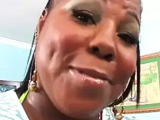 Chubby black bitch getting dick in her mouth and cunt