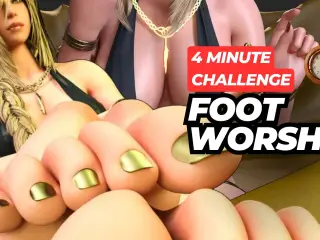 (Hentai JOI) 4 Min Challenge: Spicy Foot Worship