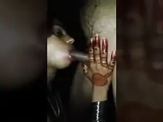 Desi wife gives quick blowjob with cum in mouth