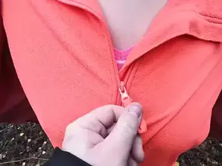 Slap her tits in fir forest