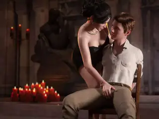 Treasure of Nadia - Sexy brunette sucks big cock