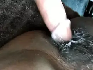 Interracial CreamPie.  Hungry black pussy with white cock