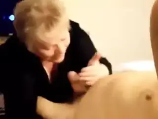 Granny sucking cock