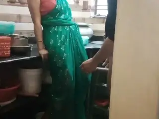 Desi bhabhi and brother-in-law lovingly in the kitchen