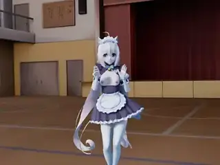 A cute student danced in cosplay with bare breasts, not realizing that her classmate was watching her