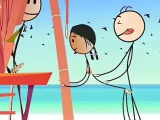 Cartoon Hot Stick Girl Fucking with a Small Dick – Sexy Stick Man at Nude Beach