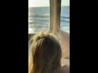 Doggy on a cruise ship with jizz on ass