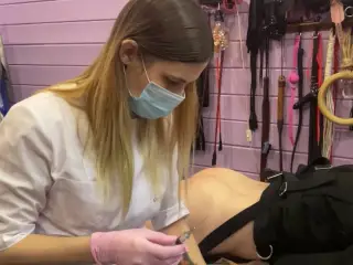 Medical fetish preparation for injections compilation