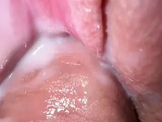 This pussy gets wet from the first touch, Extreme close up creamy fuck