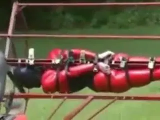 Bizarre ride for latex slave