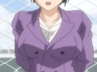 Hentai stud fucks busty teacher with his girlfriend watching