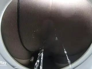 Pissing and forgetting to take off pantyhose