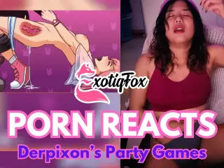 DERPIXON PARTY GAMES HENTAI REVIEW REACTION RATING - ExotiqFox Solo Gooner Girl Masturbation