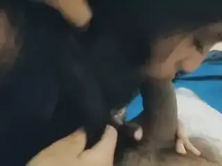 Cute girl giving blowjob