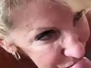 Granny gives blowjob and swallows