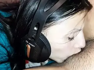 My girlfriend licked pussy with music in her ears - Lesbian-illusion