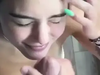 Amateur blowjob, facial