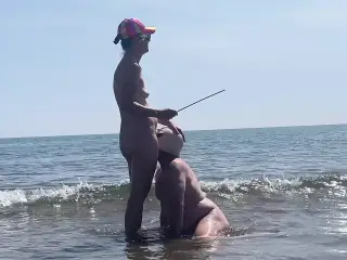 Mistress punishes her husband in the sea