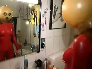 pumpkin head in latex suit gets fucked hard