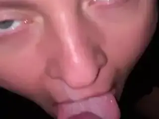 Slow-motion cum in mouth milf