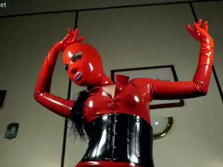 Red latex catsuit - Comrade latex