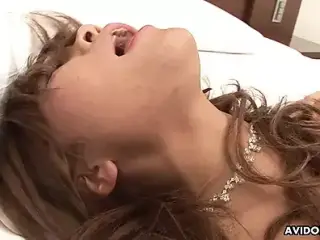 Japanese girl Mikan Tokonatsu gets fucked hard in her wedding dress uncensored.