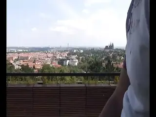 Hot German slut makes her man cum on her belly